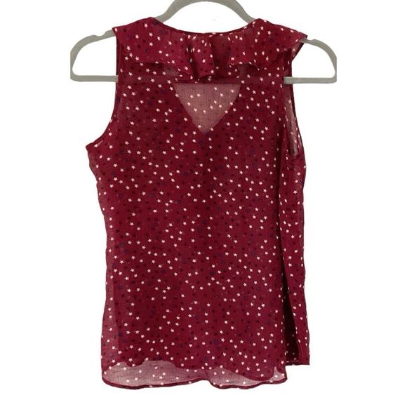 👏🏼👏🏼HOST PICK👏🏼👏🏼No Boundaries Burgundy Airy Top with Stars M - Picture 3 of 5